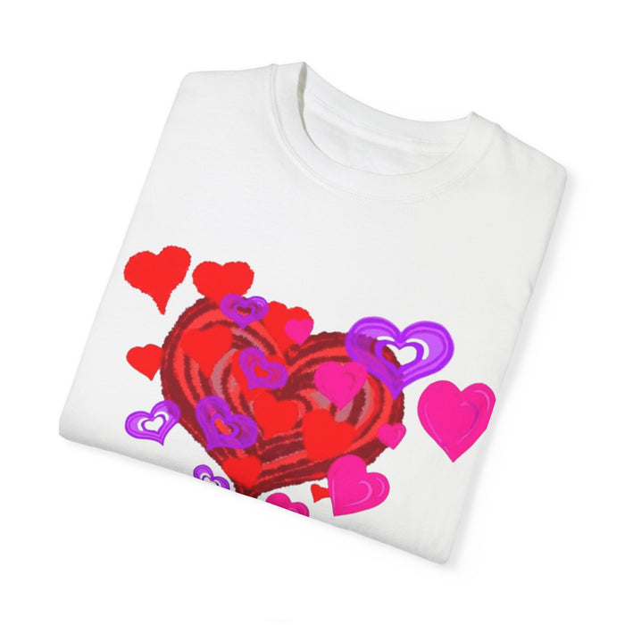 Unisex Garment-Dyed T-Shirt - Valentine's Day Heart Design