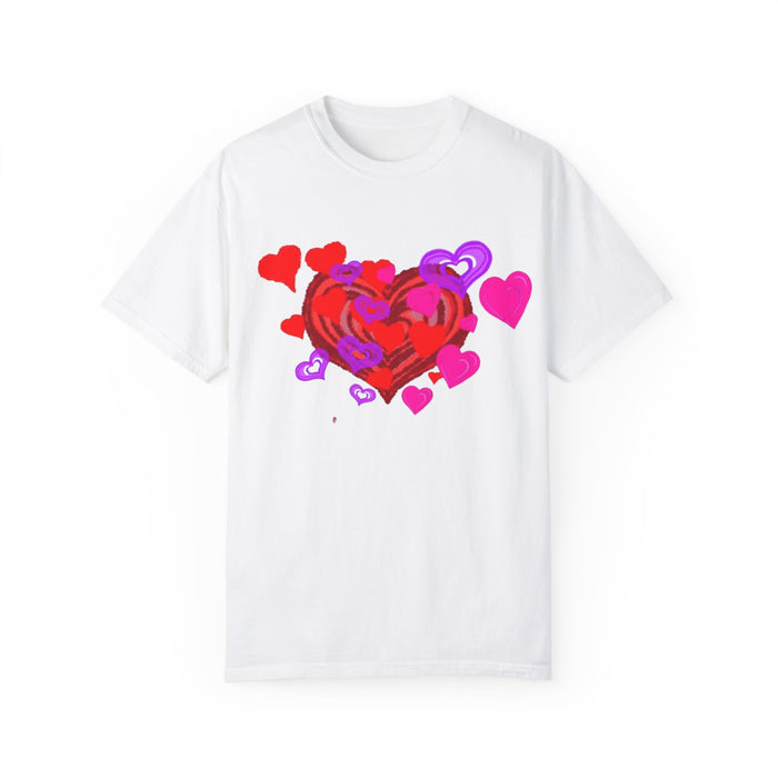 Unisex Garment-Dyed T-Shirt - Valentine's Day Heart Design