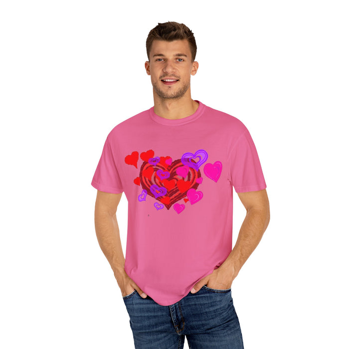 Unisex Garment-Dyed T-Shirt - Valentine's Day Heart Design