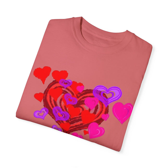 Unisex Garment-Dyed T-Shirt - Valentine's Day Heart Design