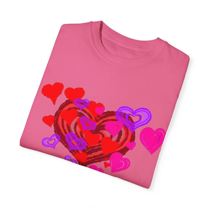 Unisex Garment-Dyed T-Shirt - Valentine's Day Heart Design