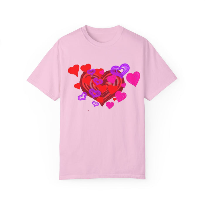 Unisex Garment-Dyed T-Shirt - Valentine's Day Heart Design