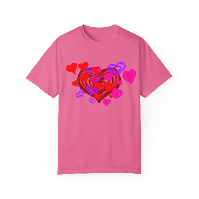 Unisex Garment-Dyed T-Shirt - Valentine's Day Heart Design