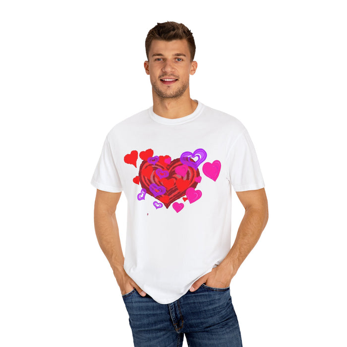 Unisex Garment-Dyed T-Shirt - Valentine's Day Heart Design