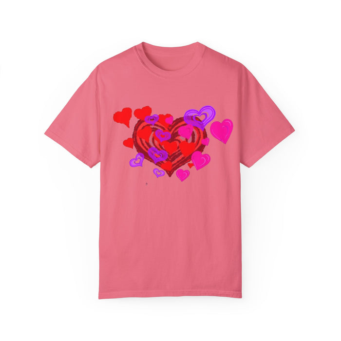 Unisex Garment-Dyed T-Shirt - Valentine's Day Heart Design