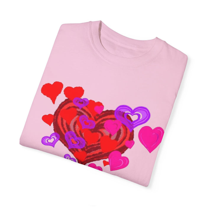 Unisex Garment-Dyed T-Shirt - Valentine's Day Heart Design