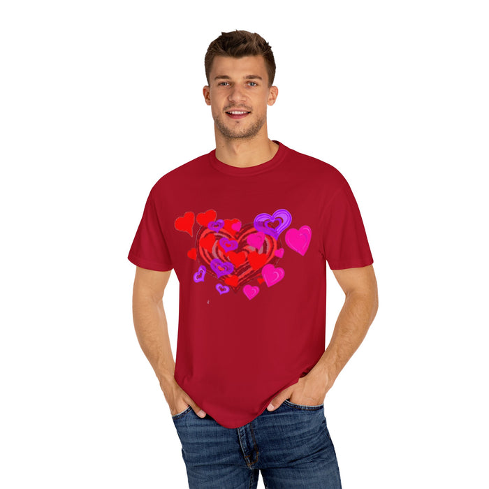 Unisex Garment-Dyed T-Shirt - Valentine's Day Heart Design