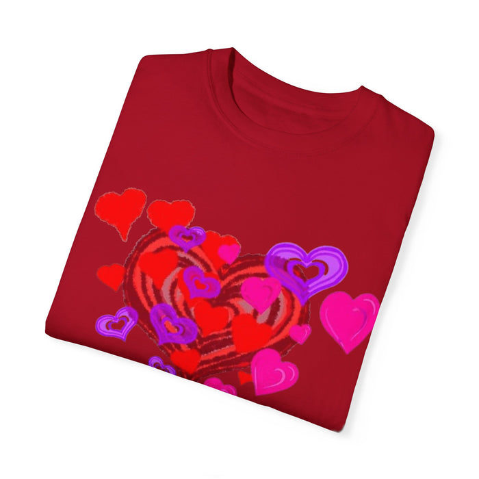 Unisex Garment-Dyed T-Shirt - Valentine's Day Heart Design