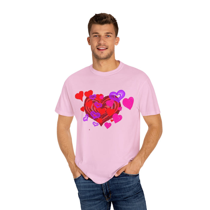 Unisex Garment-Dyed T-Shirt - Valentine's Day Heart Design