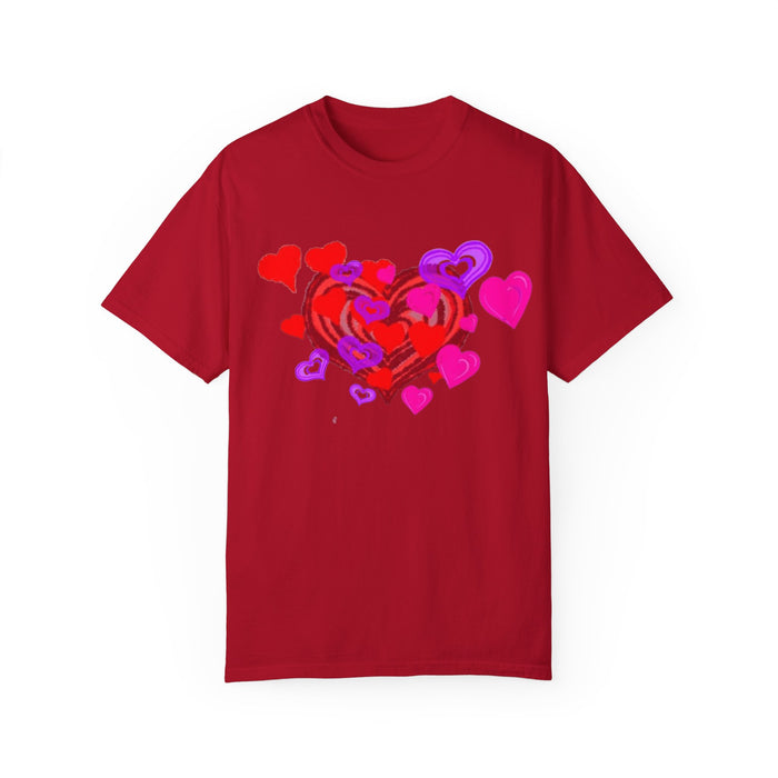 Unisex Garment-Dyed T-Shirt - Valentine's Day Heart Design